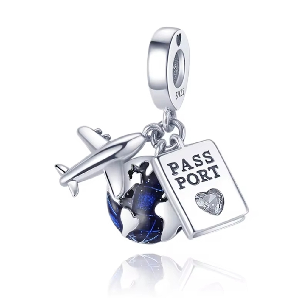 Silver and Blue Travel Charm